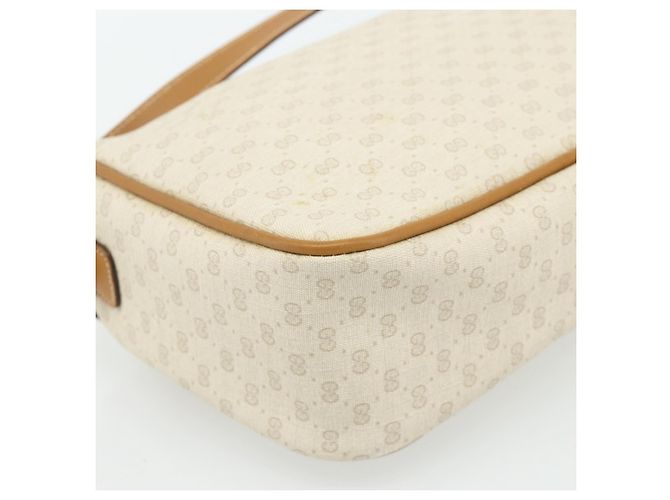 Borsa a Spalla GUCCI Micro GG Supreme PVC Bianco Oro 001 14 0412 Auth 180108 D'oro - vista 13
