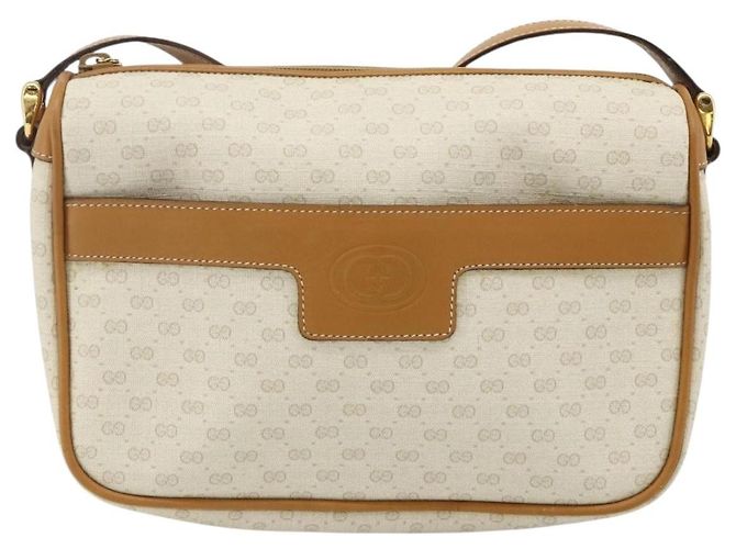Borsa a Spalla GUCCI Micro GG Supreme PVC Bianco Oro 001 14 0412 Auth 180108 D'oro - vista 2
