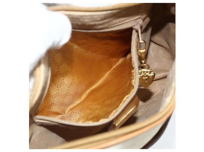 Borsa a Spalla GUCCI Micro GG Supreme PVC Bianco Oro 001 14 0412 Auth 180108 D'oro - vista 20