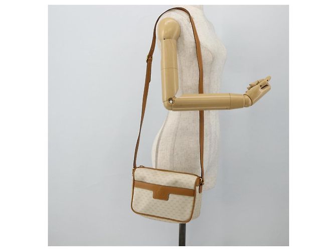 Borsa a Spalla GUCCI Micro GG Supreme PVC Bianco Oro 001 14 0412 Auth 180108 D'oro - vista 23