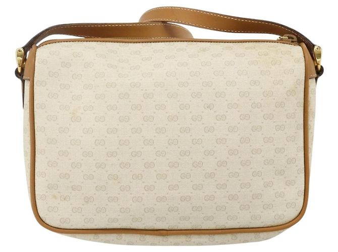 Borsa a Spalla GUCCI Micro GG Supreme PVC Bianco Oro 001 14 0412 Auth 180108 D'oro - vista 3