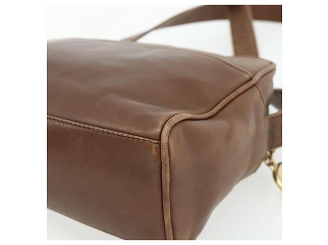 Céline Borsa a Spalla CELINE Circle in Pelle Marrone Oro Auth 179757 D'oro - vista 12