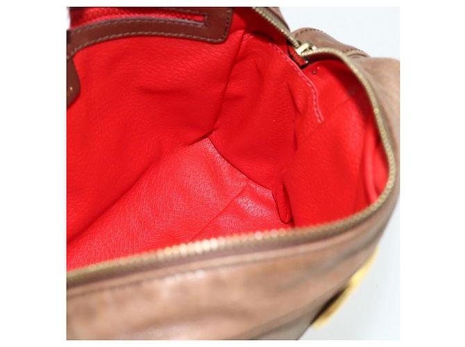 Céline Borsa a Spalla CELINE Circle in Pelle Marrone Oro Auth 179757 D'oro - vista 17