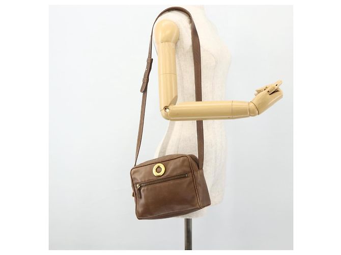 Céline Borsa a Spalla CELINE Circle in Pelle Marrone Oro Auth 179757 D'oro - vista 23
