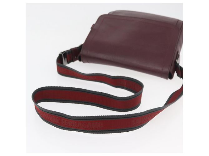 Borsa a Spalla Salvatore Ferragamo in Pelle Bordeaux Argento Auth BA12518 Bordò - vista 7