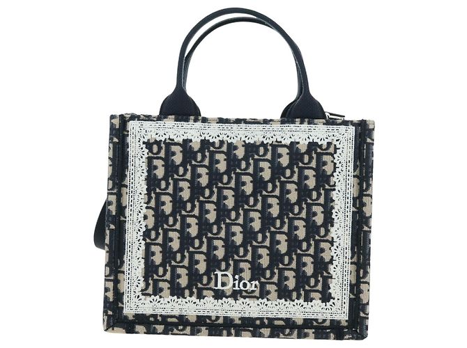 Borsa a mano 2way Christian Dior Trotter Canvas Oblique Book Navy Auth 177334SAM Argento Blu navy - vista 2