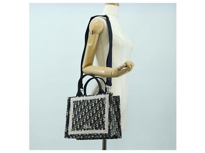Borsa a mano 2way Christian Dior Trotter Canvas Oblique Book Navy Auth 177334SAM Argento Blu navy - vista 25