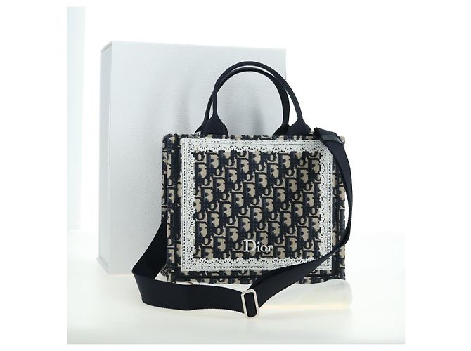 Borsa a mano 2way Christian Dior Trotter Canvas Oblique Book Navy Auth 177334SAM Argento Blu navy - vista 26