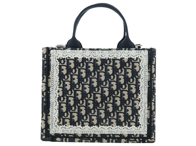 Borsa a mano 2way Christian Dior Trotter Canvas Oblique Book Navy Auth 177334SAM Argento Blu navy - vista 3