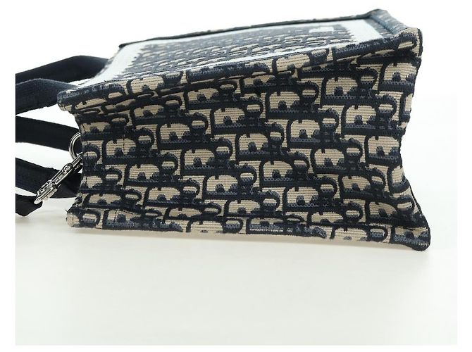 Borsa a mano 2way Christian Dior Trotter Canvas Oblique Book Navy Auth 177334SAM Argento Blu navy - vista 4