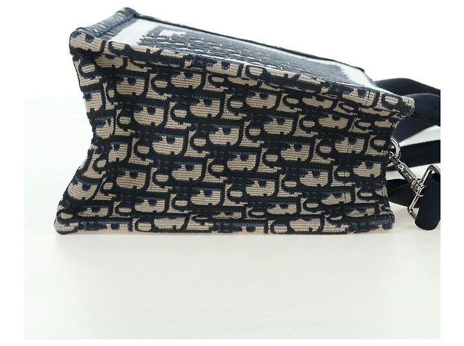 Borsa a mano 2way Christian Dior Trotter Canvas Oblique Book Navy Auth 177334SAM Argento Blu navy - vista 5
