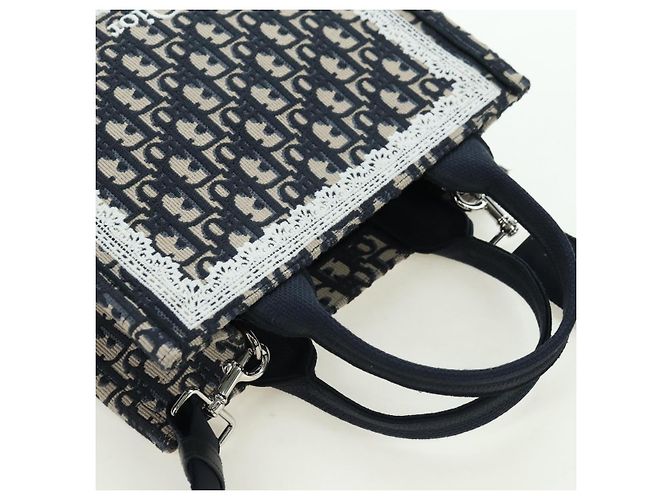 Borsa a mano 2way Christian Dior Trotter Canvas Oblique Book Navy Auth 177334SAM Argento Blu navy - vista 6
