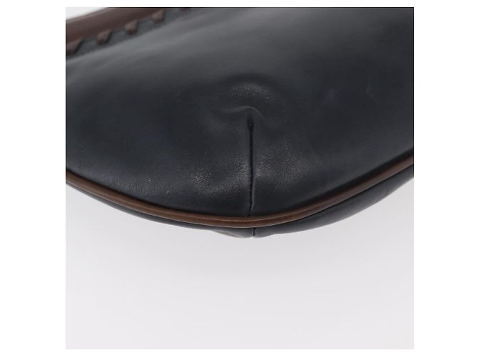 Bolso de Hombro BALLY de Cuero Azul Marino y Oro Auth BA12544 Dorado - vista 10