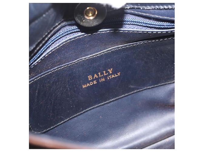 Bolso de Hombro BALLY de Cuero Azul Marino y Oro Auth BA12544 Dorado - vista 14