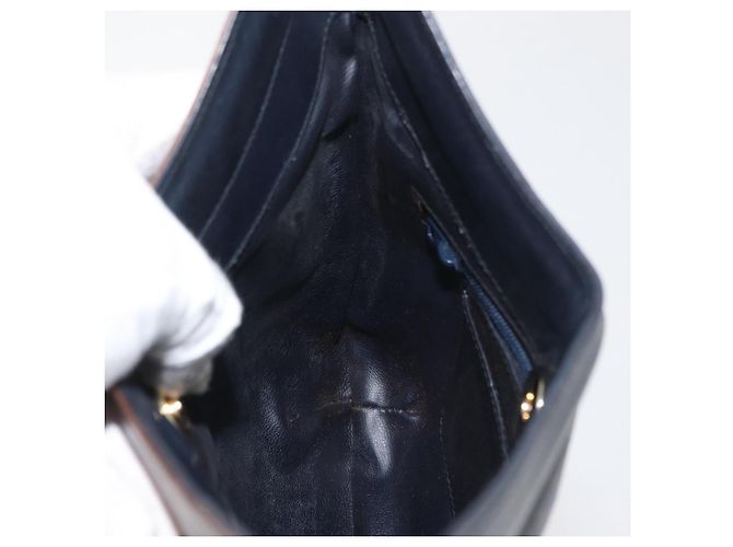 Bolso de Hombro BALLY de Cuero Azul Marino y Oro Auth BA12544 Dorado - vista 17