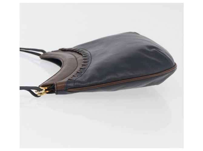 Bolso de Hombro BALLY de Cuero Azul Marino y Oro Auth BA12544 Dorado - vista 5