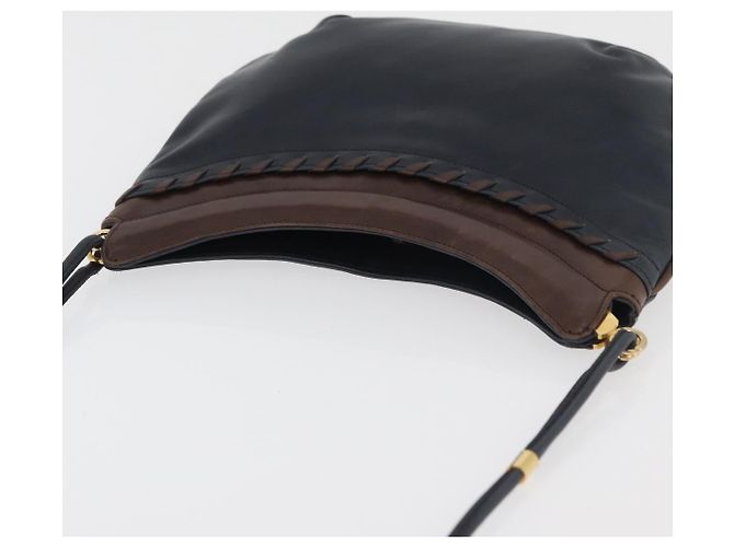 Bolso de Hombro BALLY de Cuero Azul Marino y Oro Auth BA12544 Dorado - vista 6