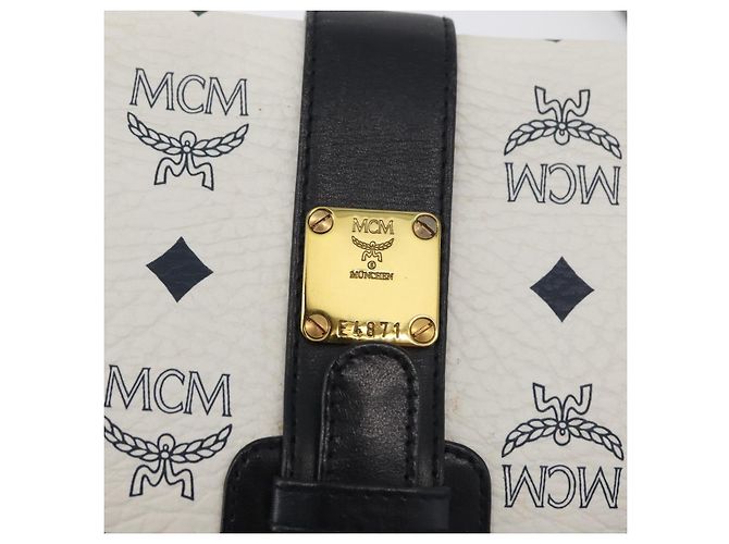 Borsa a Spalla MCM Vicetos Logogram PVC Pelle Oro Bianco Auth 179730 D'oro - vista 14