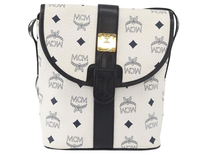 Borsa a Spalla MCM Vicetos Logogram PVC Pelle Oro Bianco Auth 179730 D'oro - vista 2
