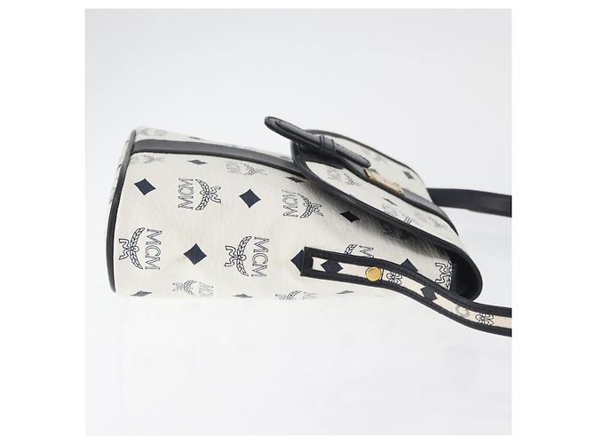 Borsa a Spalla MCM Vicetos Logogram PVC Pelle Oro Bianco Auth 179730 D'oro - vista 4