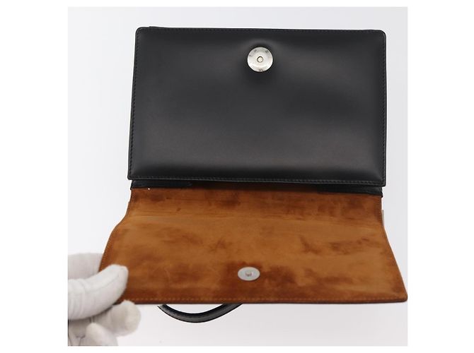 Borsa Salvatore Ferragamo Gancini in pelle nera argento Auth 179993 Nero - vista 14