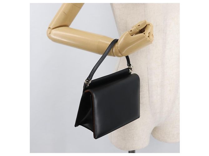 Borsa Salvatore Ferragamo Gancini in pelle nera argento Auth 179993 Nero - vista 20