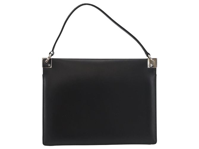Borsa Salvatore Ferragamo Gancini in pelle nera argento Auth 179993 Nero - vista 3