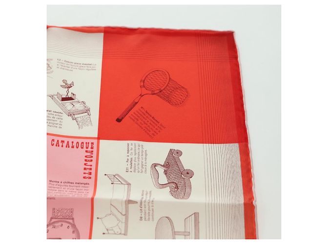 Hermès HERMES Carré 45 Sciarpa "CATALOGUE D'OBJETS" Seta Arancione Autentica am11610M - vista 3