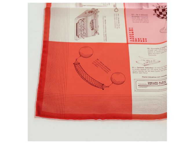 Hermès HERMES Carré 45 Sciarpa "CATALOGUE D'OBJETS" Seta Arancione Autentica am11610M - vista 4