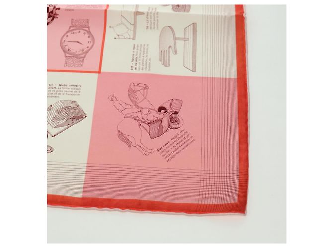Hermès HERMES Carré 45 Sciarpa "CATALOGUE D'OBJETS" Seta Arancione Autentica am11610M - vista 5