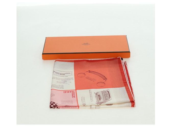 Hermès HERMES Carré 45 Sciarpa "CATALOGUE D'OBJETS" Seta Arancione Autentica am11610M - vista 9