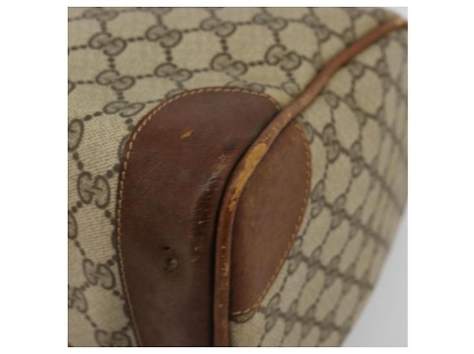 Borsa Boston GUCCI GG Supreme Web Sherry Line PVC Beige Oro Auth 178730 D'oro - vista 10