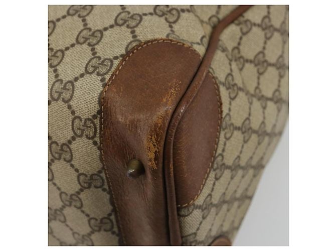 Borsa Boston GUCCI GG Supreme Web Sherry Line PVC Beige Oro Auth 178730 D'oro - vista 12