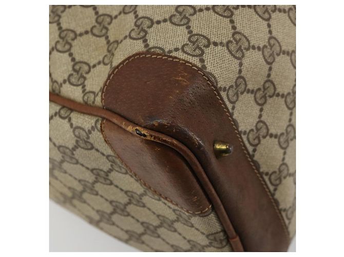 Borsa Boston GUCCI GG Supreme Web Sherry Line PVC Beige Oro Auth 178730 D'oro - vista 13