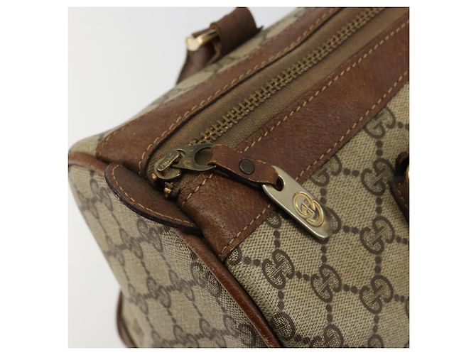 Borsa Boston GUCCI GG Supreme Web Sherry Line PVC Beige Oro Auth 178730 D'oro - vista 14