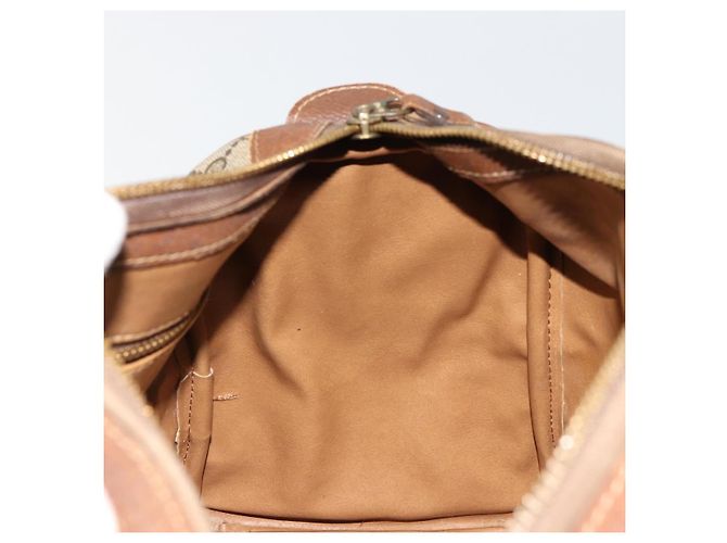 Borsa Boston GUCCI GG Supreme Web Sherry Line PVC Beige Oro Auth 178730 D'oro - vista 16