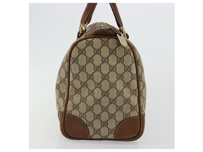 Borsa Boston GUCCI GG Supreme Web Sherry Line PVC Beige Oro Auth 178730 D'oro - vista 4