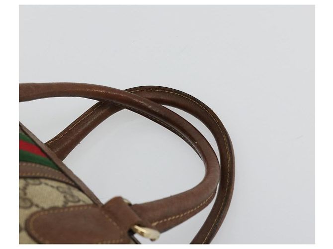 Borsa Boston GUCCI GG Supreme Web Sherry Line PVC Beige Oro Auth 178730 D'oro - vista 8