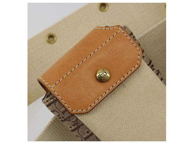 Borsa a tracolla Christian Dior Trotter Canvas Street Chic Beige Oro Auth bs34856A D'oro - vista 14