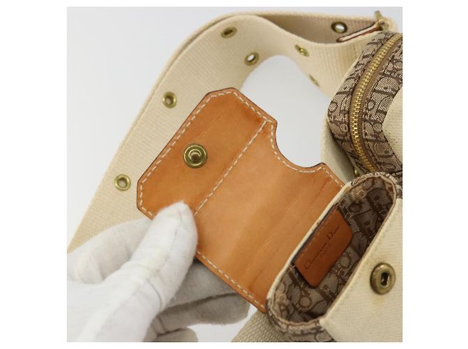 Borsa a tracolla Christian Dior Trotter Canvas Street Chic Beige Oro Auth bs34856A D'oro - vista 15