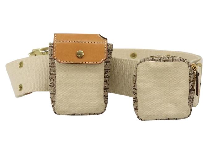 Borsa a tracolla Christian Dior Trotter Canvas Street Chic Beige Oro Auth bs34856A D'oro - vista 2