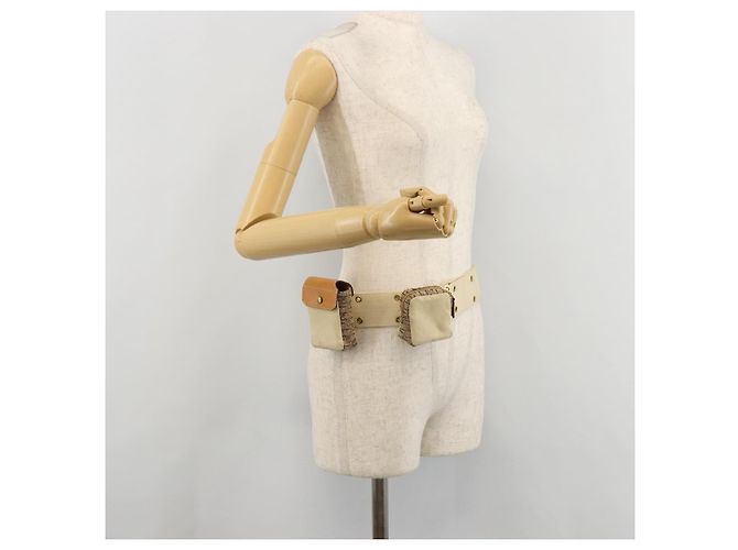 Borsa a tracolla Christian Dior Trotter Canvas Street Chic Beige Oro Auth bs34856A D'oro - vista 23