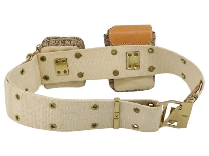 Borsa a tracolla Christian Dior Trotter Canvas Street Chic Beige Oro Auth bs34856A D'oro - vista 3