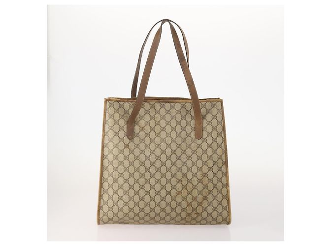 Borsa Tote GUCCI GG Canvas GG Supreme in Pelle e PVC 3 Set Nero Beige Auth bs34896 - vista 3