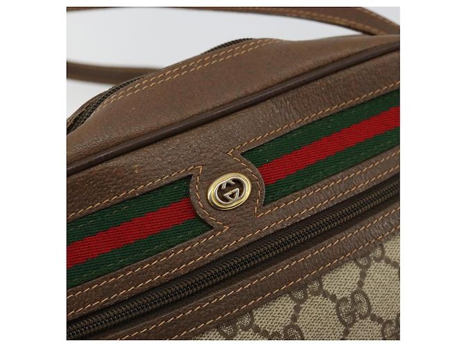 Borsa GUCCI GG Supreme Web Sherry Line PVC Beige Oro 56 02 087 Auth ep14533 D'oro - vista 14