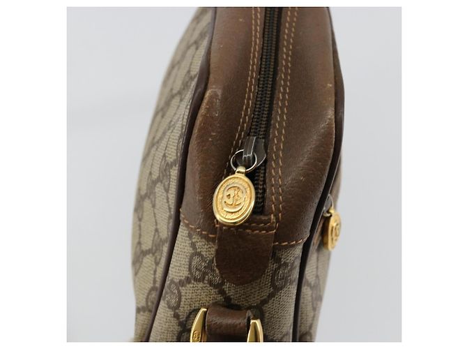 Borsa GUCCI GG Supreme Web Sherry Line PVC Beige Oro 56 02 087 Auth ep14533 D'oro - vista 15