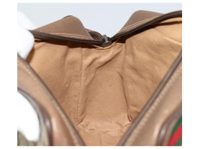 Borsa GUCCI GG Supreme Web Sherry Line PVC Beige Oro 56 02 087 Auth ep14533 D'oro - vista 18