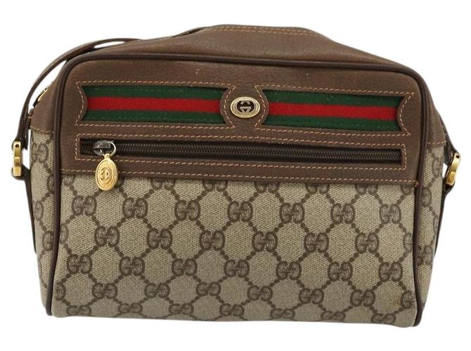 Borsa GUCCI GG Supreme Web Sherry Line PVC Beige Oro 56 02 087 Auth ep14533 D'oro - vista 2