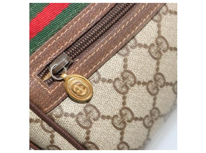 Borsa GUCCI GG Supreme Web Sherry Line PVC Beige Oro 56 02 087 Auth ep14533 D'oro - vista 20
