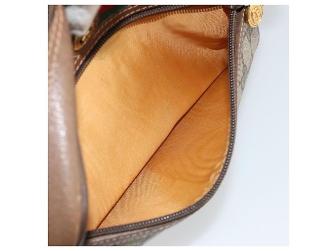 Borsa GUCCI GG Supreme Web Sherry Line PVC Beige Oro 56 02 087 Auth ep14533 D'oro - vista 21